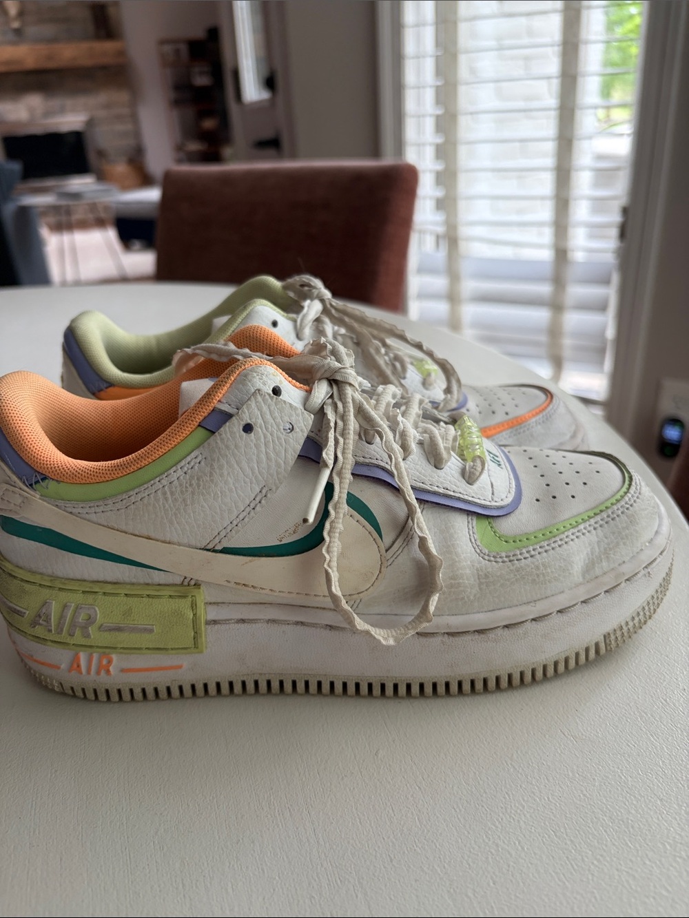 Nike Low-Top Sneakers in White with Orange, Lime, Lavender and Teal Accents - Picture 2 of 4